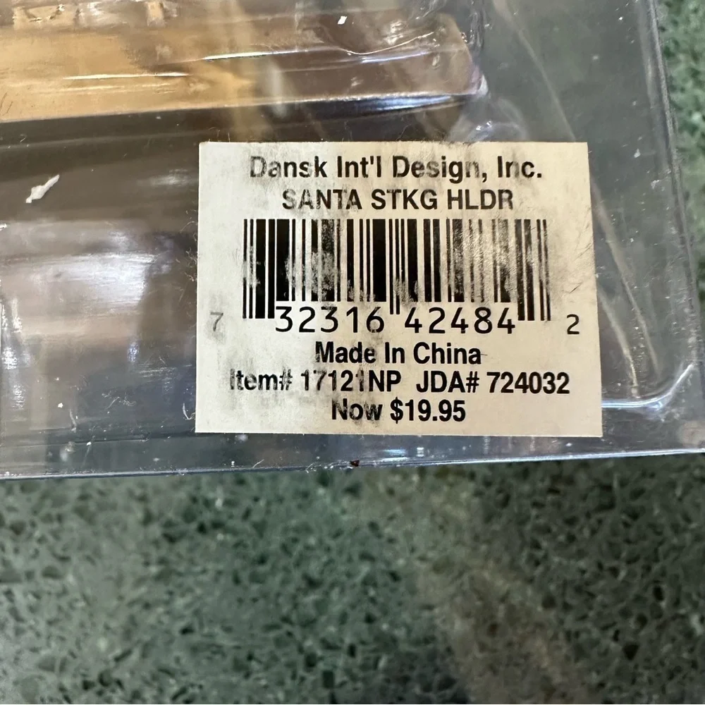 Dansk Int'l Santa Claus Hook Stocking Holder Hanger Heavy Silver Tone 3D NEW - 2